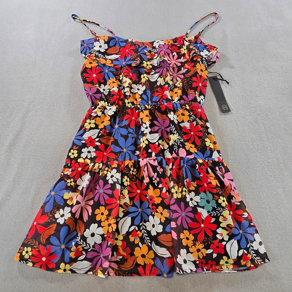 House of Harlow 1960 x REVOLVE Floral Mini Dress Women M Multi Color Ruffle Tier